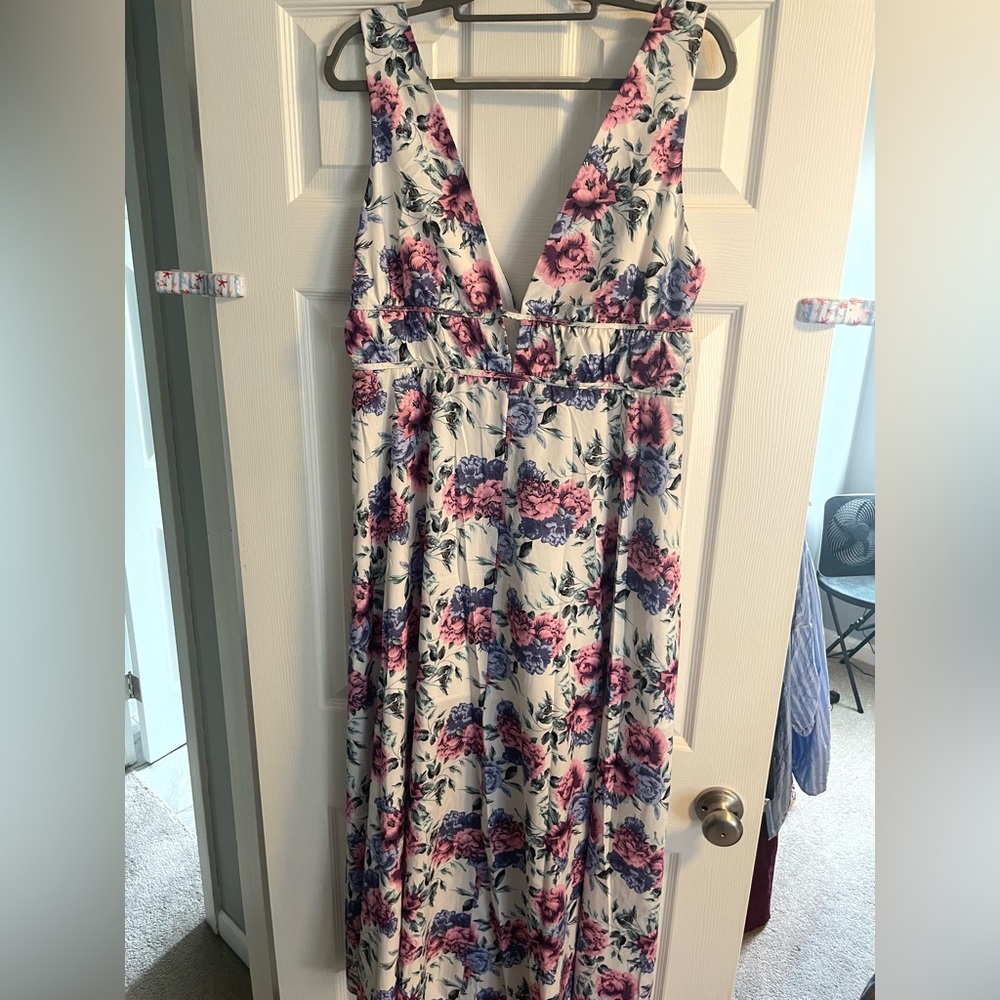 SHEIN maxi deep V dress.